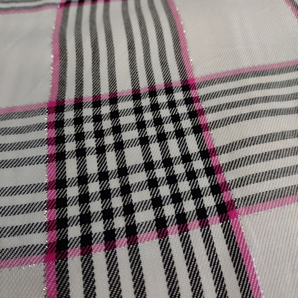 C Est. 1946 Women's Button Down Shirt Plaid Metallic Thread Flare Cuff Sz 18/20W - Picture 7 of 9